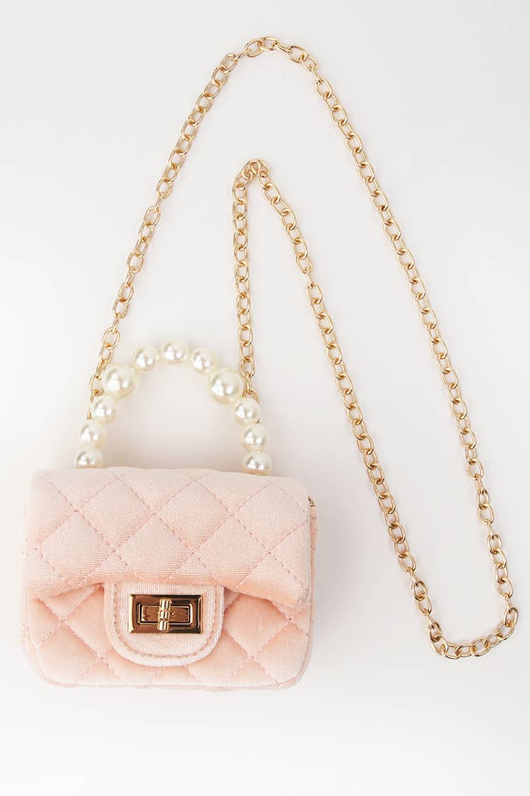 Velvet Purse with Pearl Handle