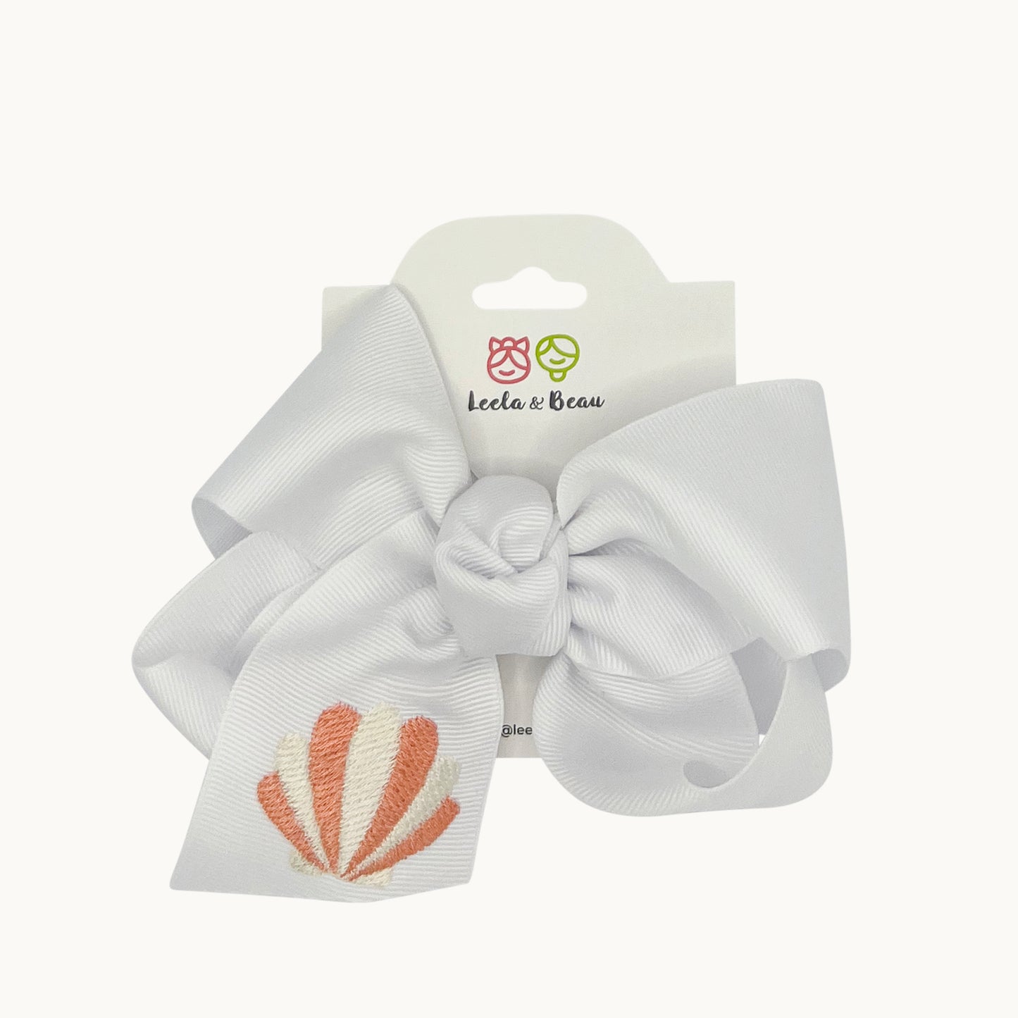 Embroidered Shell Straight Edge Boutique Bow