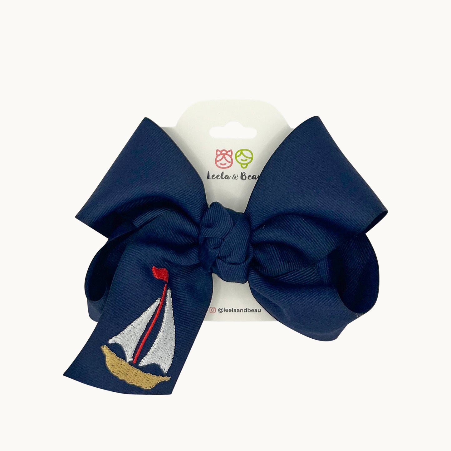 Embroidered Sailboat Straight Edge Boutique Bow