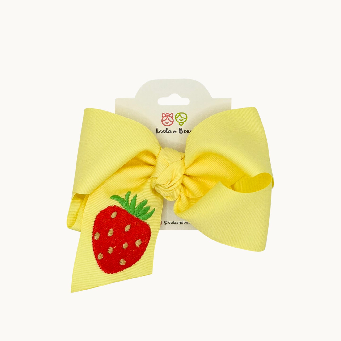 Embroidered Strawberry Straight Edge Boutique Bow