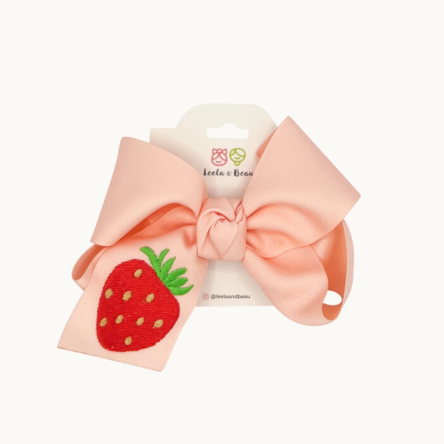Embroidered Strawberry Straight Edge Boutique Bow