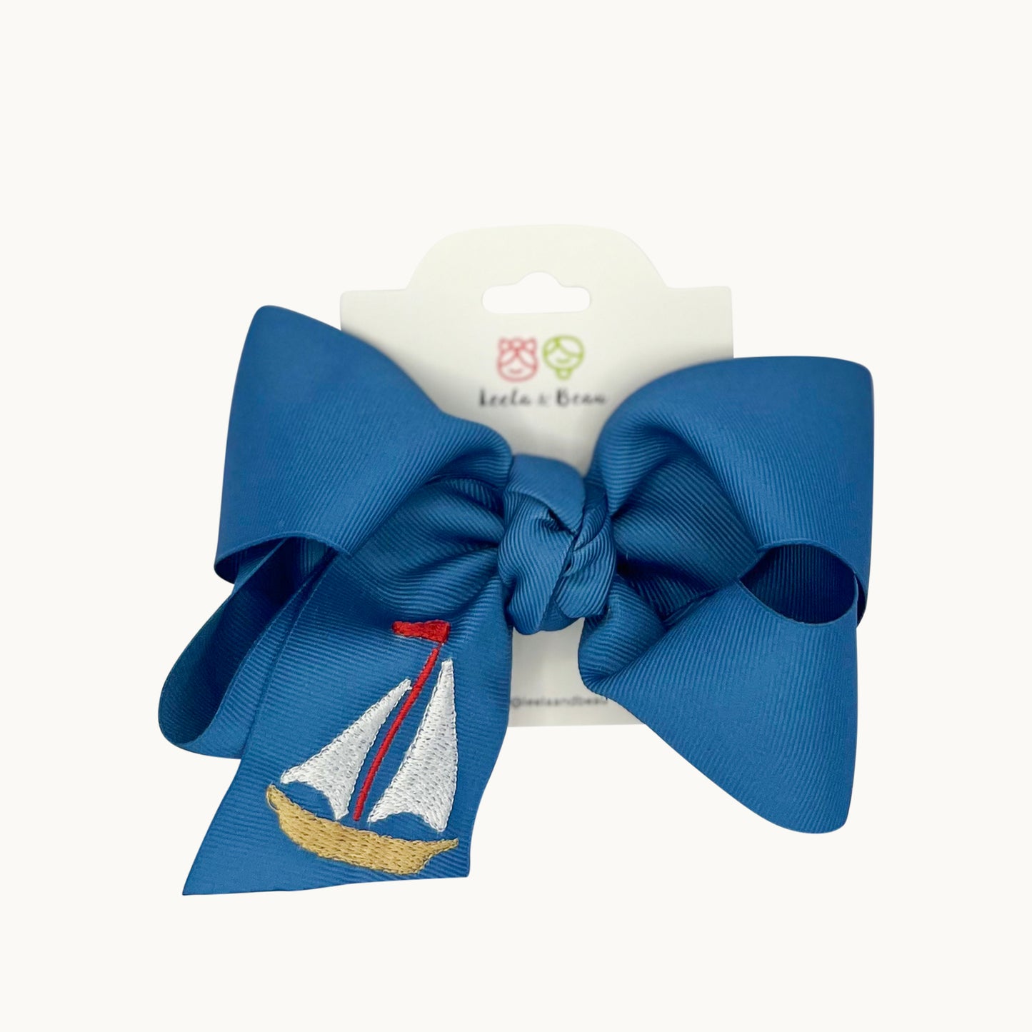 Embroidered Sailboat Straight Edge Boutique Bow