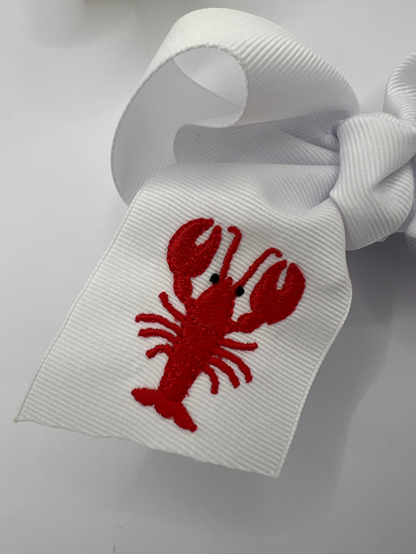 Embroidered Crawfish Straight Edge Boutique Bow