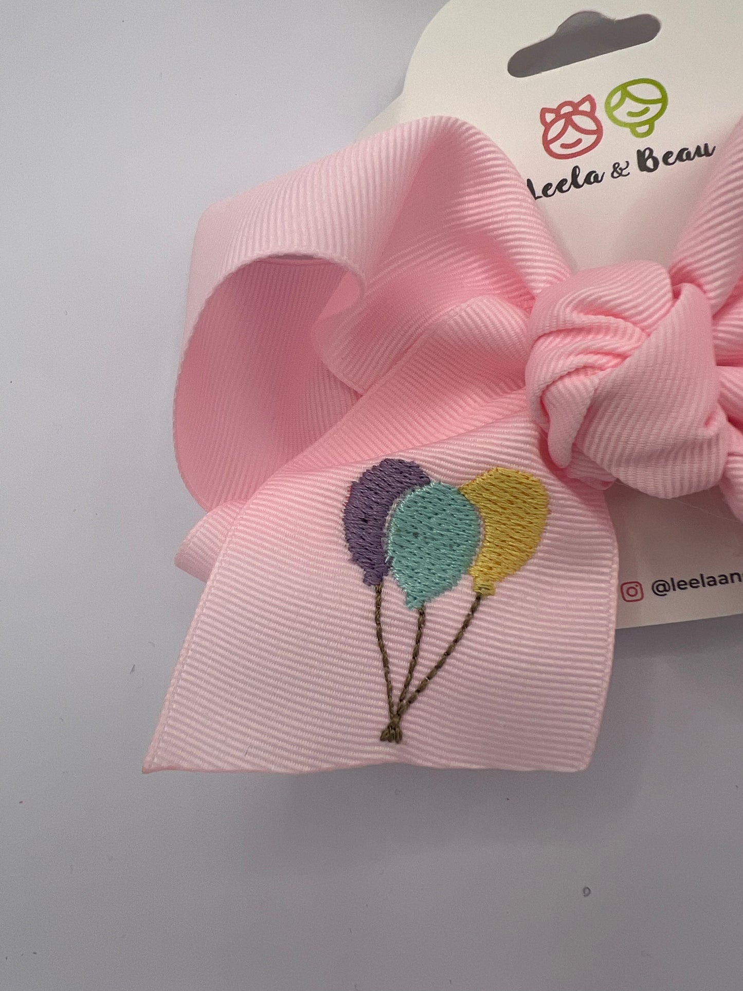 Embroidered Balloons Straight Edge Boutique Bow
