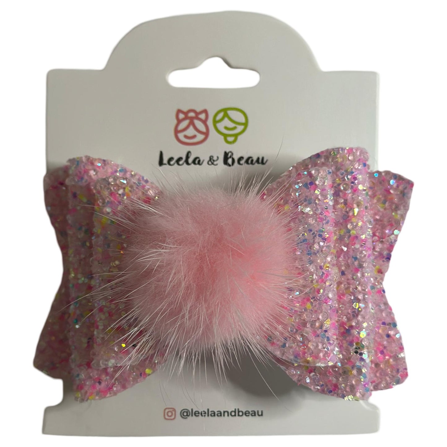 The Glitter Princess Bow with Pompom