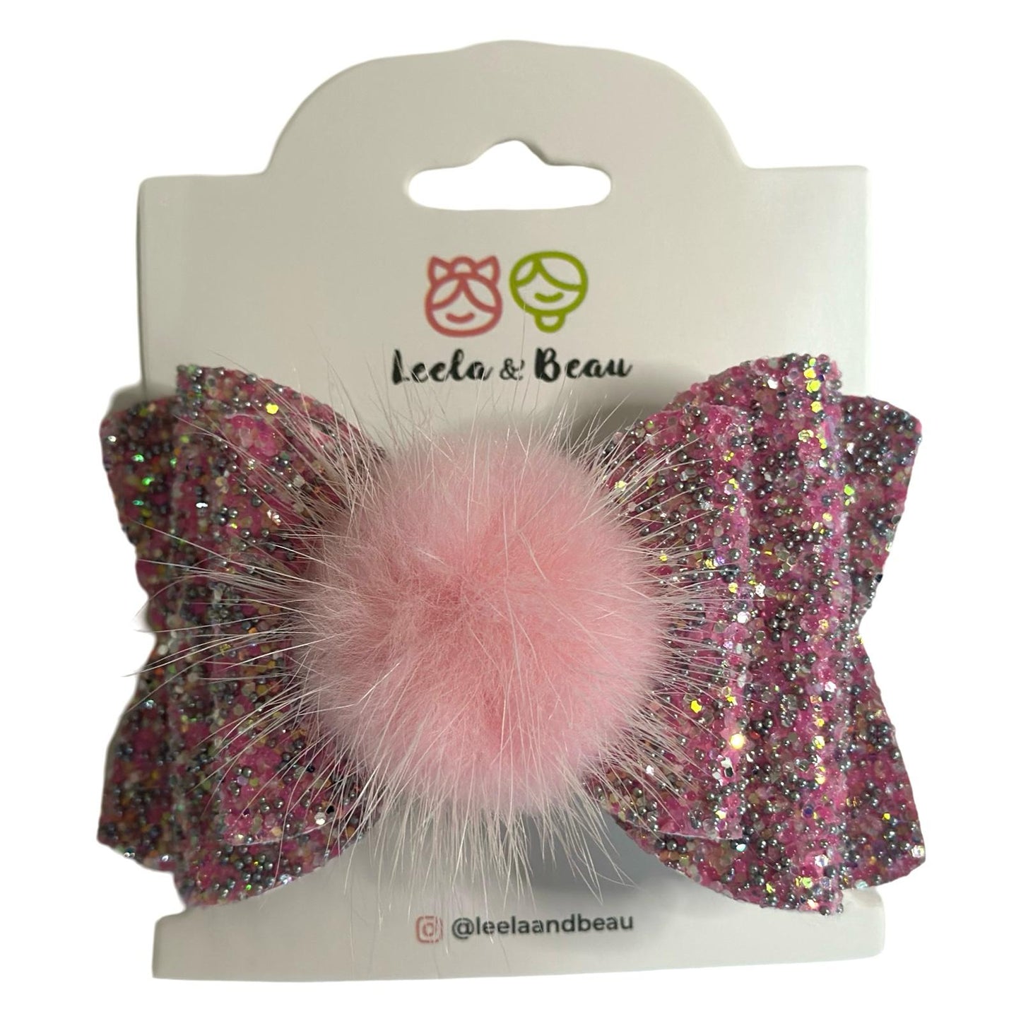 The Glitter Princess Bow with Pompom