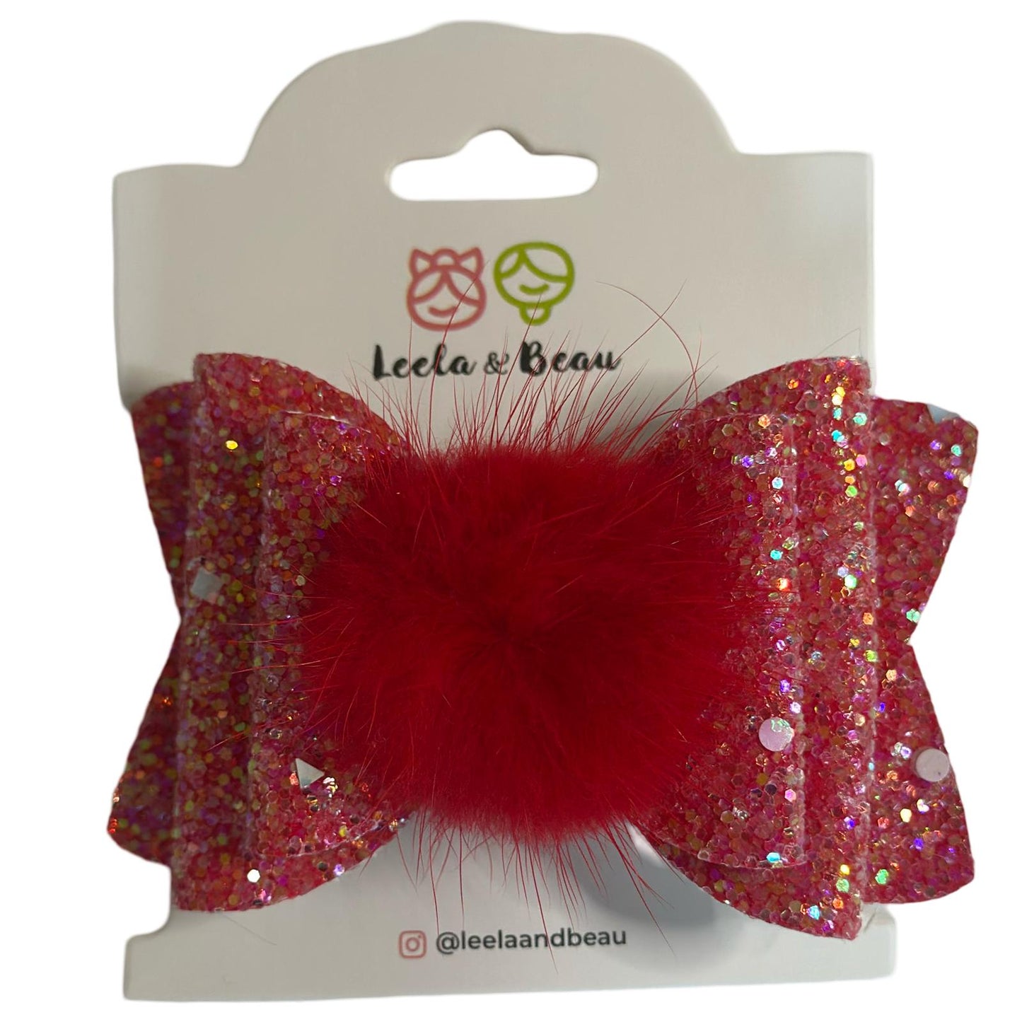 The Glitter Princess Bow with Pompom