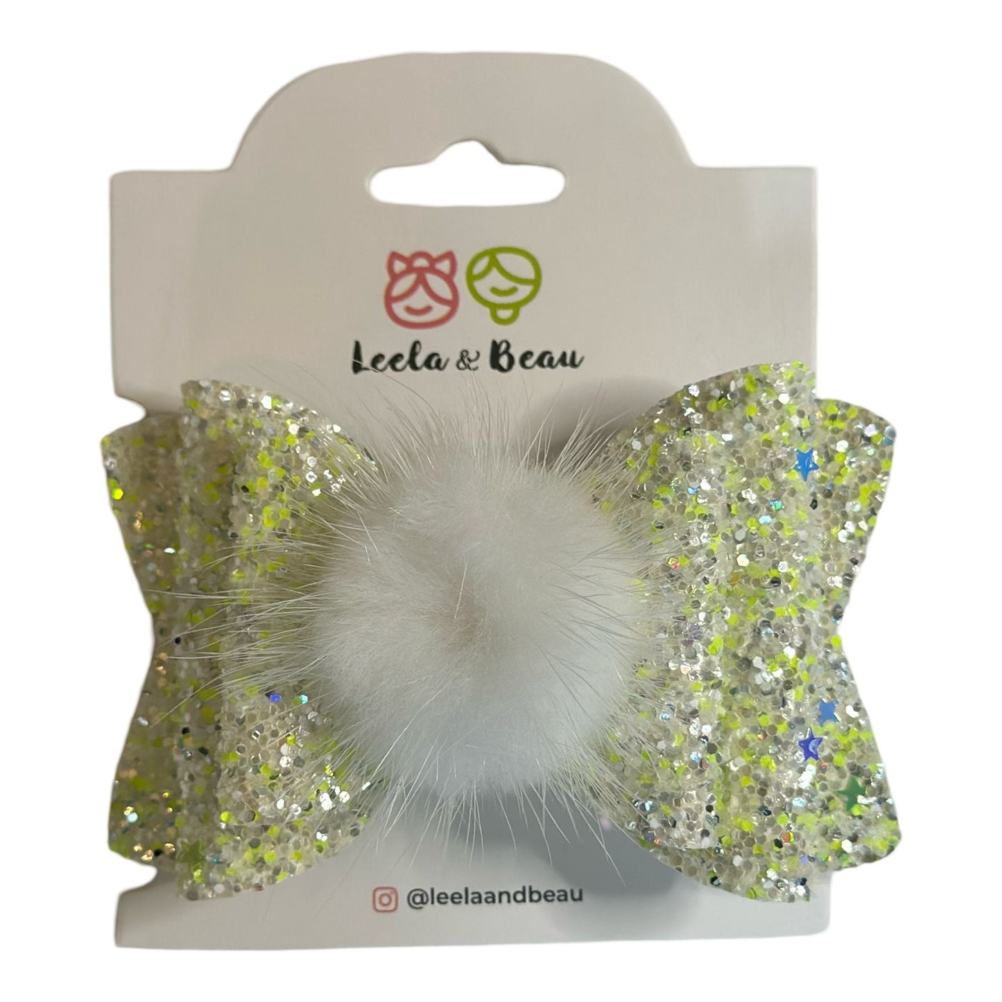 The Glitter Princess Bow with Pompom