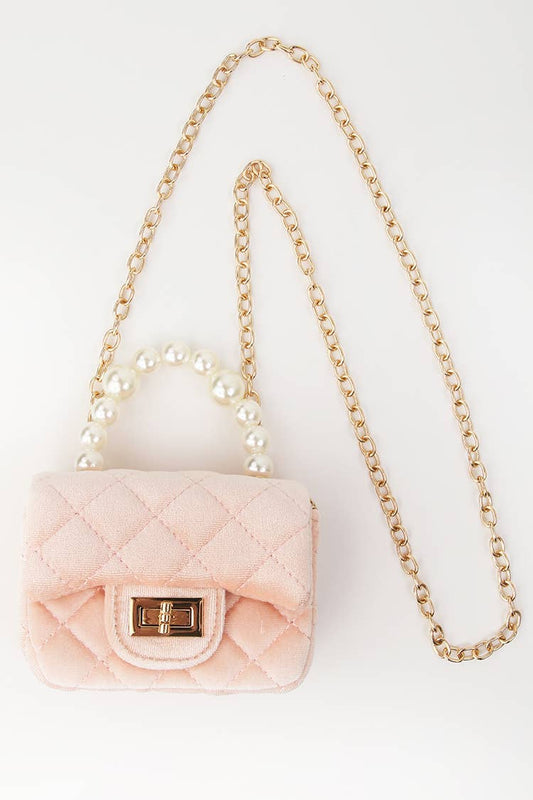 Velvet Purse with Pearl Handle