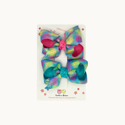 Layered Mermaid Grosgrain Bow (2 Pk)