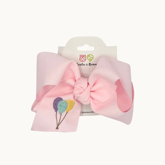 Embroidered Balloons Straight Edge Boutique Bow