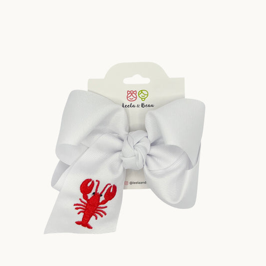 Embroidered Crawfish Straight Edge Boutique Bow