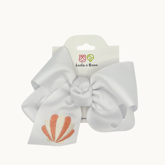 Embroidered Shell Straight Edge Boutique Bow