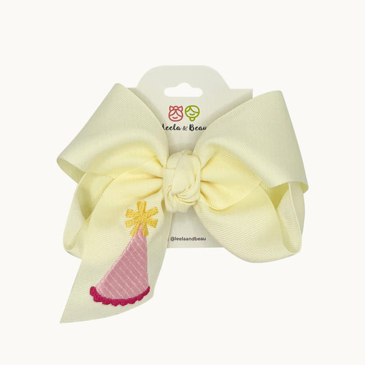 Embroidered Party Hat Straight Edge Boutique Bow
