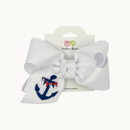Embroidered Anchor Straight Edge Boutique Bow