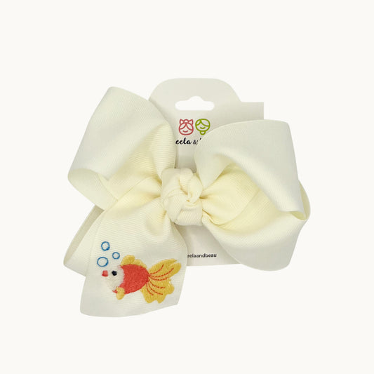 Embroidered Fish Straight Edge Boutique Bow