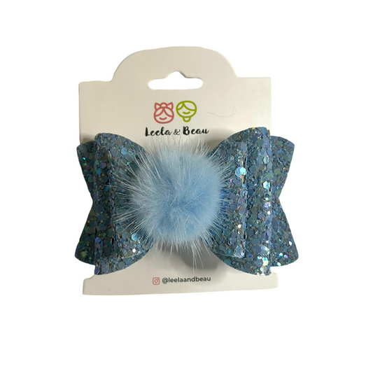 The Glitter Princess Bow with Pompom