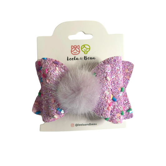 The Glitter and Sprinkles Princess Bow with Pompom
