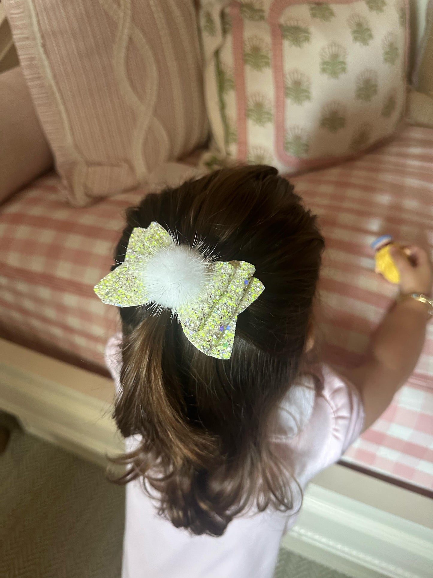The Glitter Princess Bow with Pompom